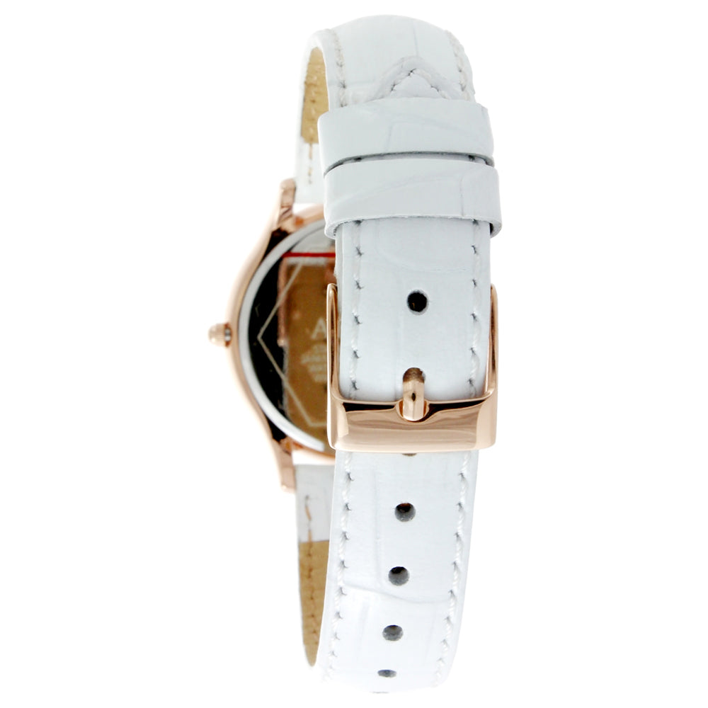 ARTEX 5605真皮手錶-白/玫瑰金33mm