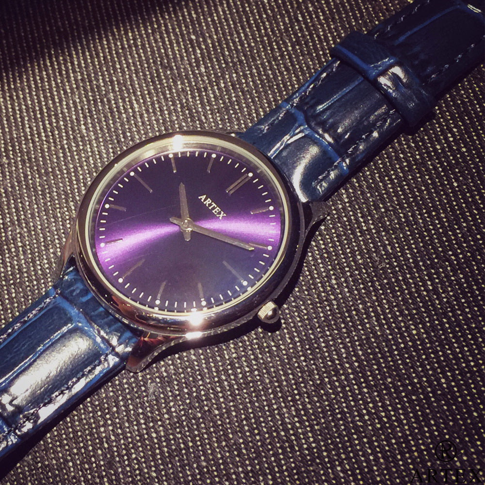 ARTEX 5605真皮手錶-寶藍/銀33mm
