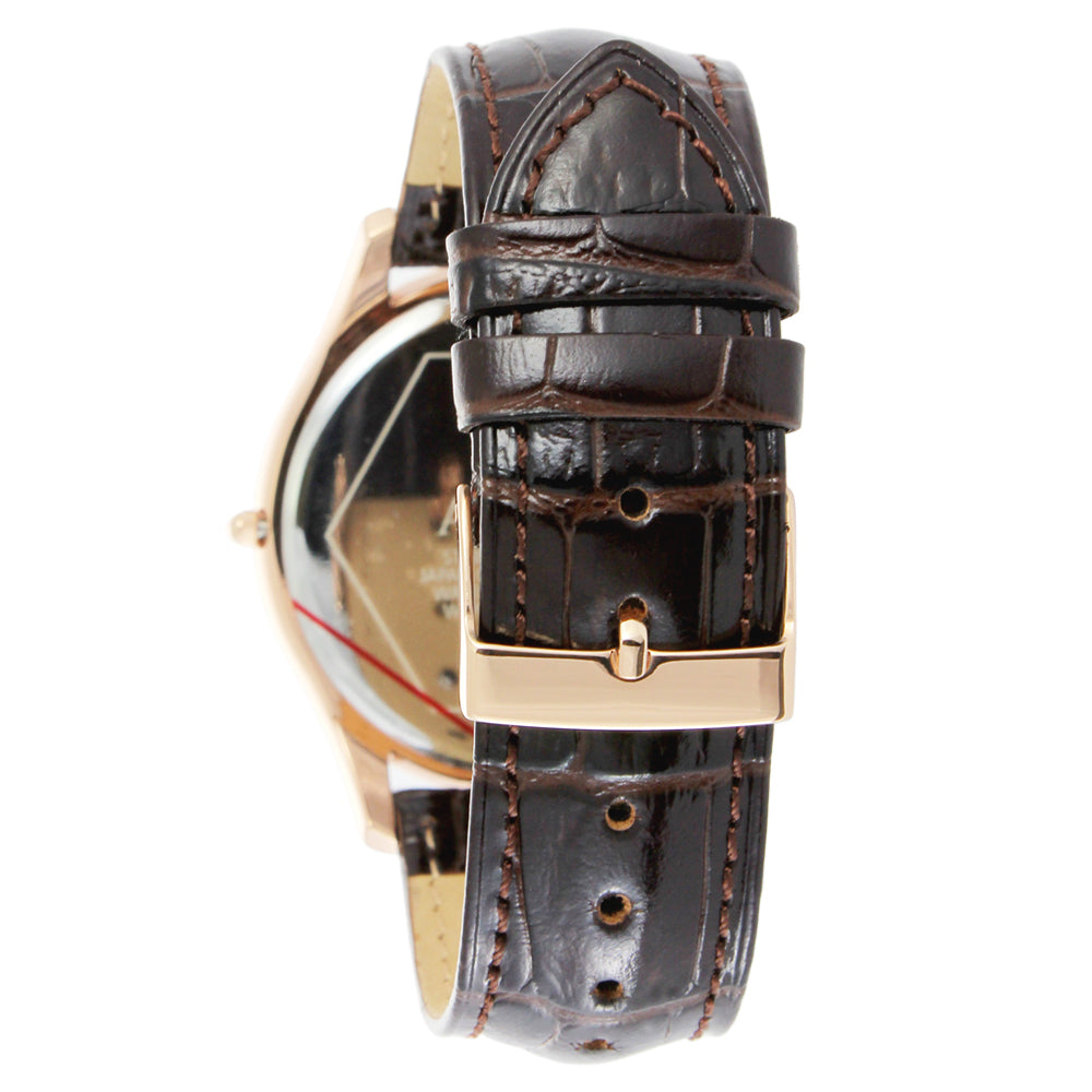 ARTEX 5605真皮手錶-褐/玫瑰金43mm