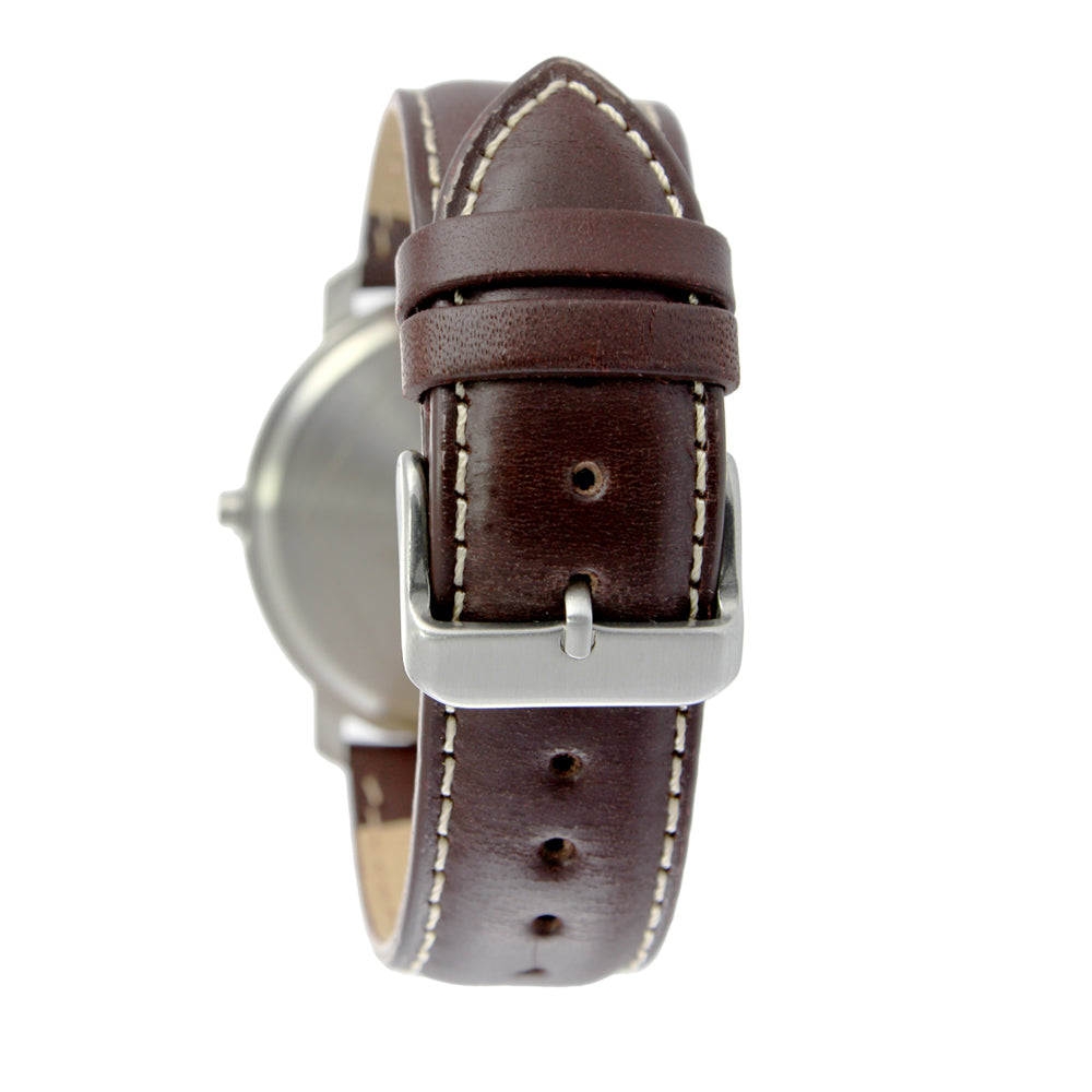 ARTEX 5936真皮手錶-褐色/霧銀42mm-有日期窗